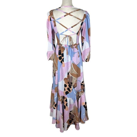 Anthropologie Hutch Bloom Wrap Midi Dress Open Lace Back Long Sleeve Size Small - Picture 5 of 10